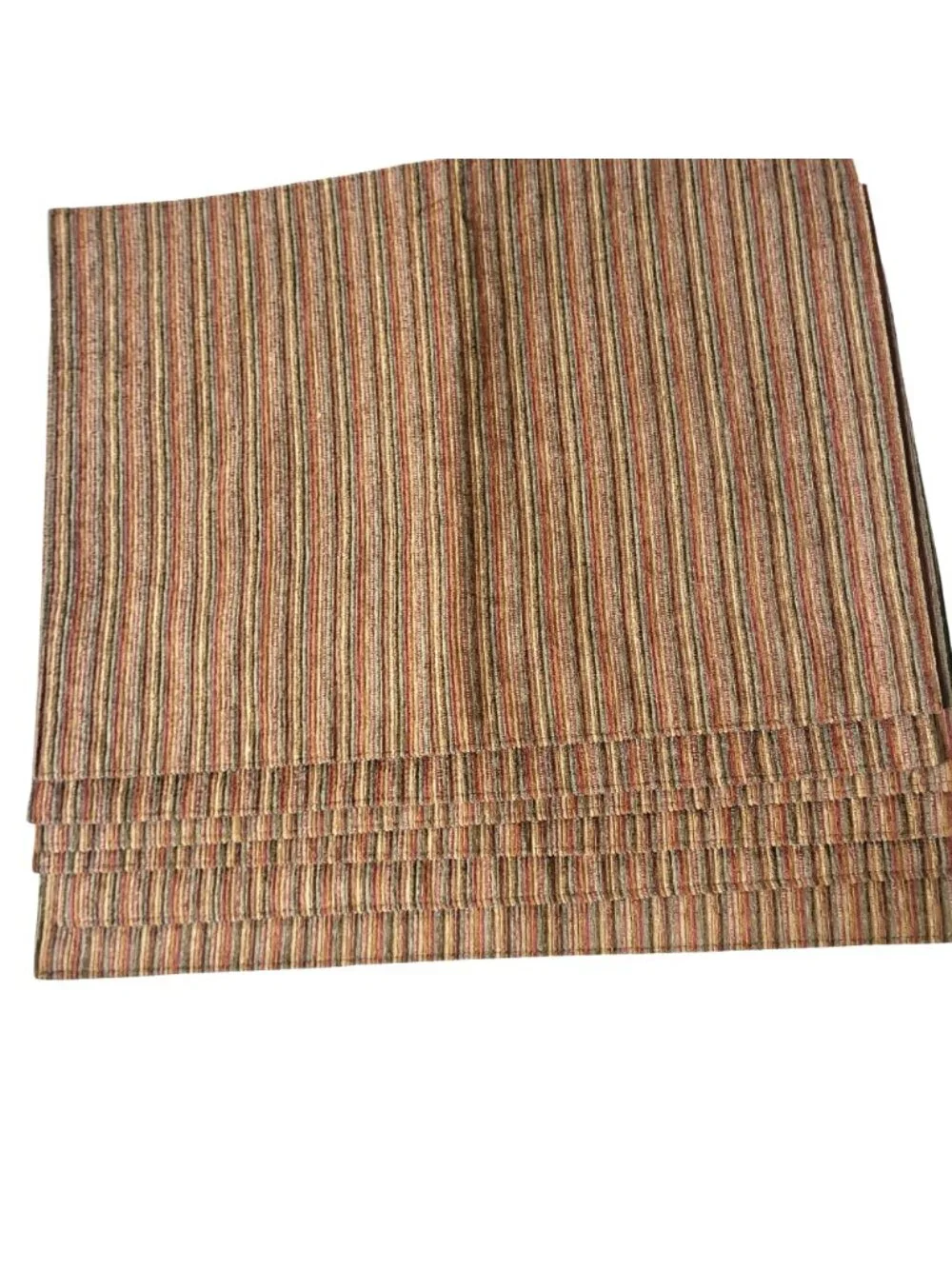 Placemats Set Of 6 Striped Woven Fabric Earth Fall Colors Brown Backing Flaw